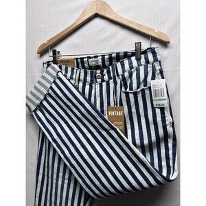 Kensie Vintage Luxe The Allie High Rise Slim Jeans Raw Hem Pinstripe Women’s 8